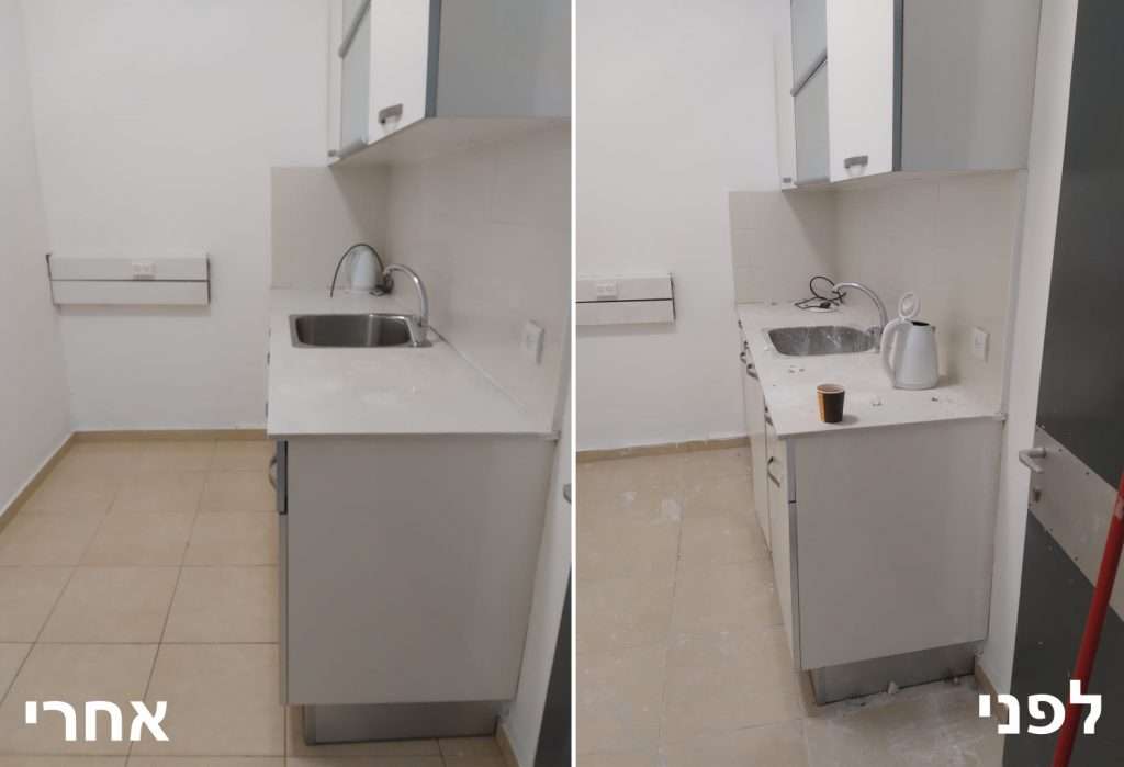 ניקיון מטבחון משרדי לפני ואחרי